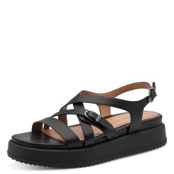 TAMARIS LEATHER PLATFORM SANDAL BLACK 1-28365-46-001