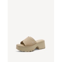 TAMARIS LEATHER PLATFORM MULE TAUPE 1-27235-46-341