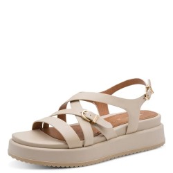 TAMARIS LEATHER PLATFORM SANDAL IVORY 1-28365-46-418