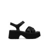 TAMARIS LEATHER PLATFORM SANDAL BLACK 1-28377-46-003