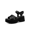 TAMARIS LEATHER PLATFORM SANDAL BLACK 1-28377-46-003