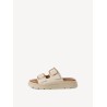 TAMARIS LEATHER FLATFORM MULE IVORY 1-27239-42-413