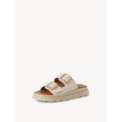 TAMARIS LEATHER FLATFORM MULE IVORY 1-27239-42-413