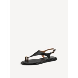 TAMARIS LEATHER FLAT SANDAL BLACK 1-28142-46-003