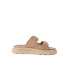 TAMARIS LEATHER FLATFORM MULE TAUPE NUBUC 1-27239-42-353