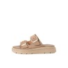 TAMARIS LEATHER FLATFORM MULE TAUPE NUBUC 1-27239-42-353