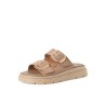 TAMARIS LEATHER FLATFORM MULE TAUPE NUBUC 1-27239-42-353