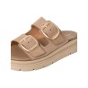 TAMARIS LEATHER FLATFORM MULE TAUPE NUBUC 1-27239-42-353