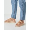 TAMARIS LEATHER FLATFORM MULE TAUPE NUBUC 1-27239-42-353