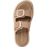 TAMARIS LEATHER FLATFORM MULE TAUPE NUBUC 1-27239-42-353