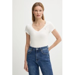 TOMMY HILFIGER TJW V-NECK TEE ECRU DW0DW20458-YBL