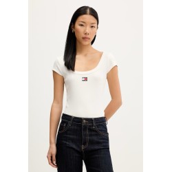 TOMMY HILFIGER TJW SLIM RIB BADGE TEE EXT ANCIENT WHITE DW0DW22793-YBH