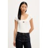 TOMMY HILFIGER TJW SLIM RIB BADGE TEE EXT ANCIENT WHITE DW0DW22793-YBH