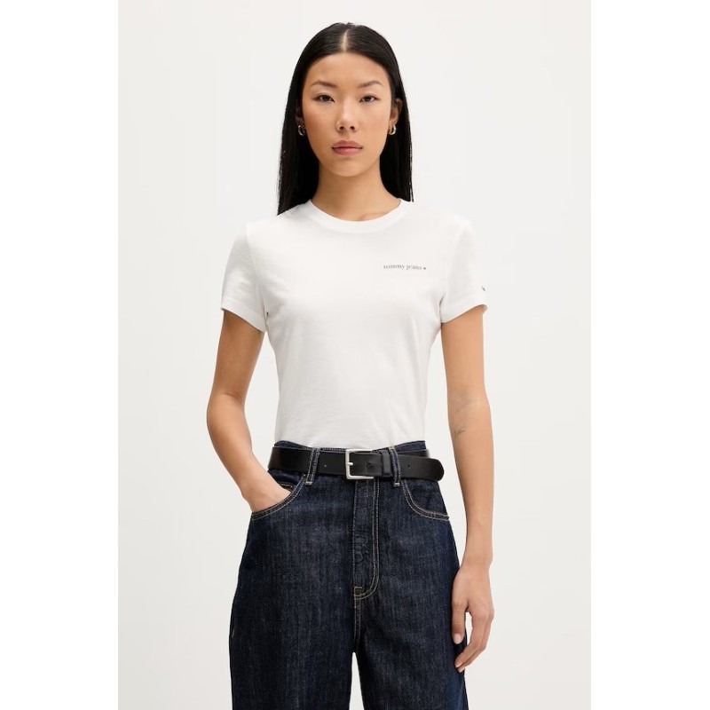 TOMMY HILFIGER TJW SLIM ESS LOGO 1 SS TEE EXT ECRU DW0DW23479-YBL