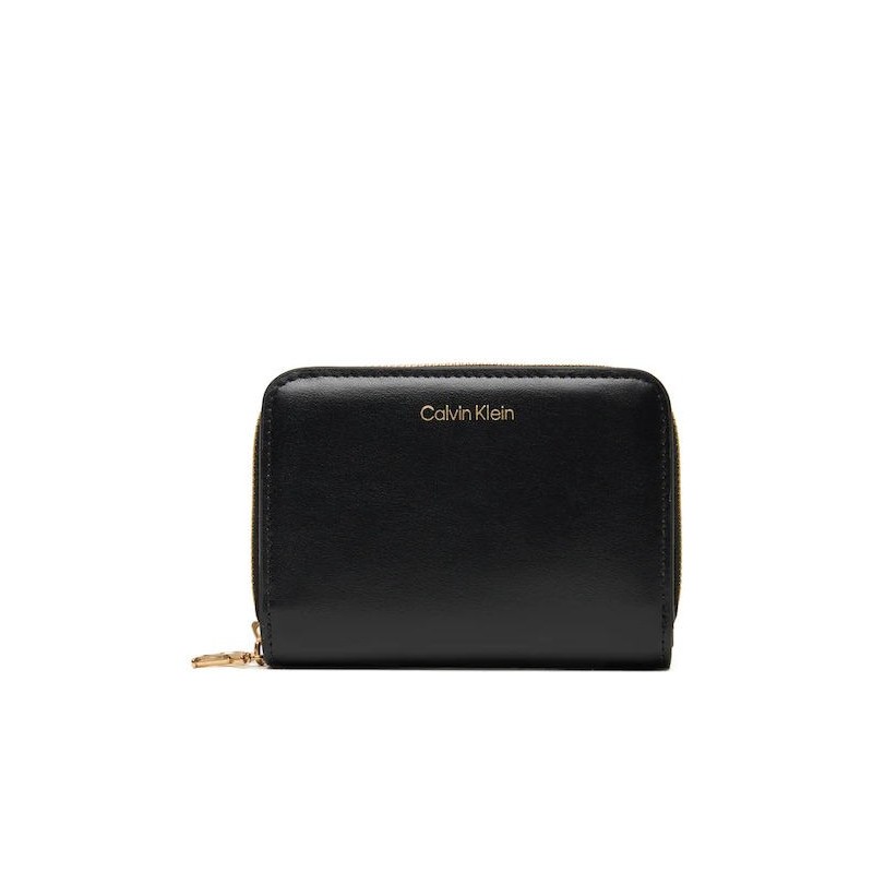 CALVIN KLEIN MEDIUM FLAP ZIP AROUND LEATHER BLACK WALLET  LV04F1075G-UB1