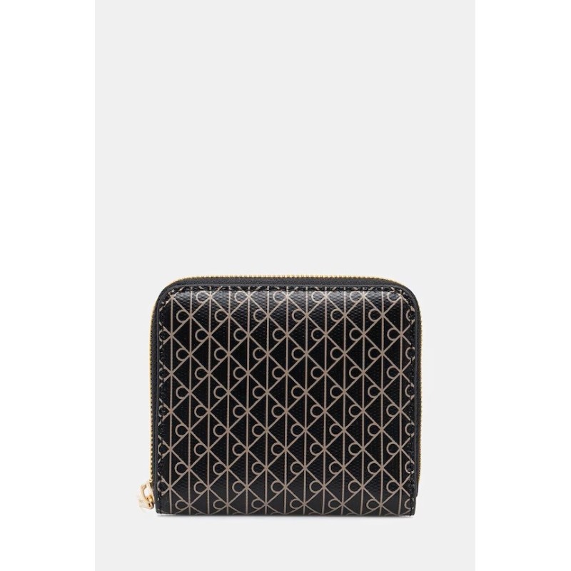 CALVIN KLEIN EMBLEM AOP SQUARE ZIP AROUND BLACK WALLET LV04F1089G-2XA