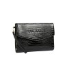 TED BAKER CROCEY CROC EFFECT ENVELOPE POUCH BLACK 281714