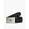 TOMMY HILFIGER FLAG PLAQUE LEATHER BELT BLACK  AM0AM14322-BDS
