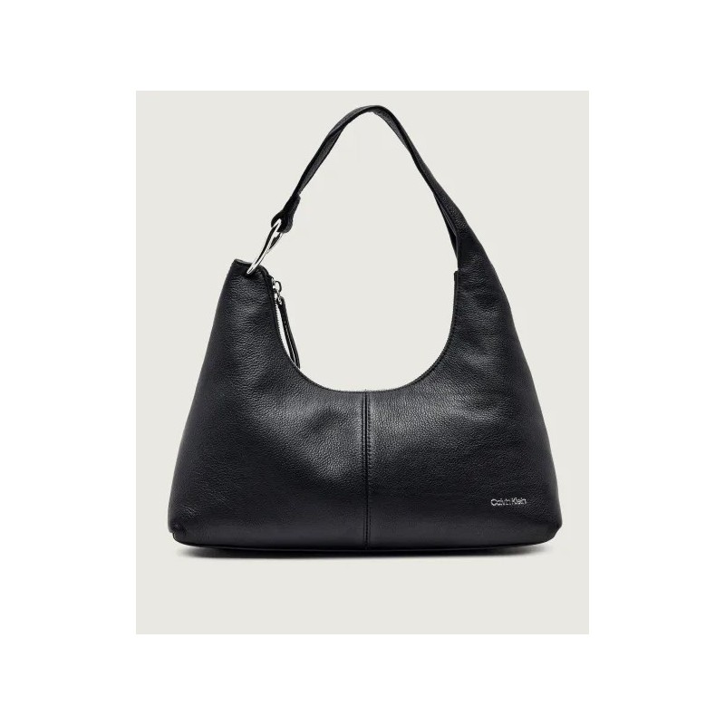 CALVIN KLEIN SLOUCHY LEATHER SHOULDER BAG BLACK LV04F3657G-UB1