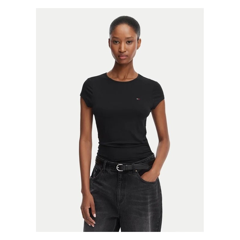 TOMMY HILFIGER TJW SLIM DRAPED SS TEE BLACK DW0DW22802-BDS
