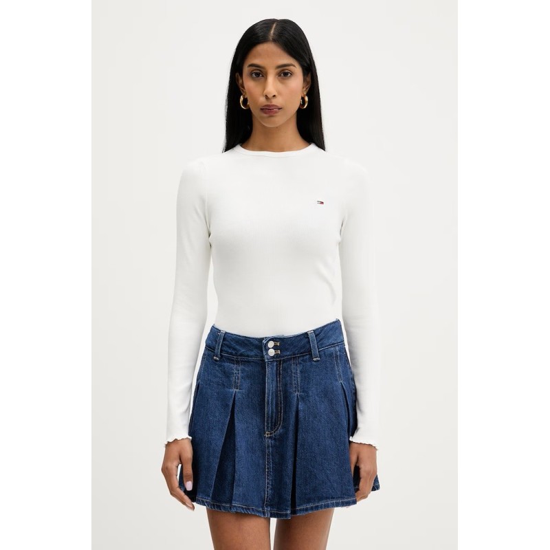 TOMMY HILFIGER TJW SLIM SH LETTUCE EDGE RIB ECRU DW0DW22783-YBL