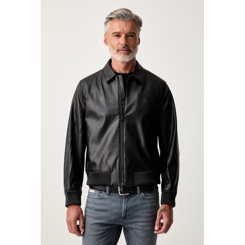 CALVIN KLEIN LS FAUX LEATHER BOMBER JKT BLACK LV04RG406G-UB1
