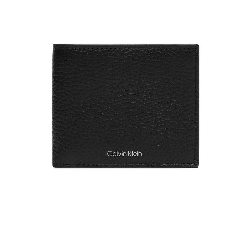 CALVIN KLEIN FOIL EMBOSS EW BILL FOLD W COIN WALLET LEATHER BLACK LV04D1138G-UB1