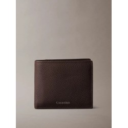 CALVIN KLEIN FOIL EMBOSS EW BILL FOLD W COIN LEATHER CHOCOLATE MARTINI LV04D1138G-YG1