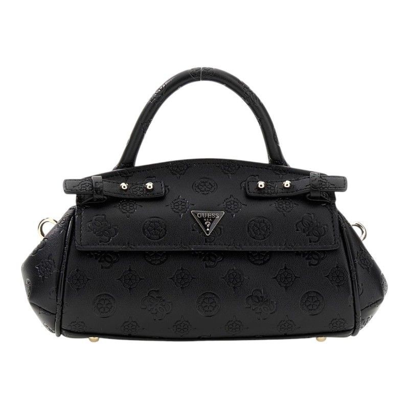 GUESS DIANA MINI TOP HANDLE FLAP CROSSBODY BAG BLACK LOGO HWPD9727760-BLA