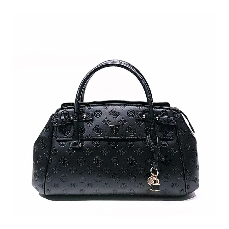 GUESS DIANA 3 COMP SATCHEL BAG BLACK LOGO HWPD972706-BLA