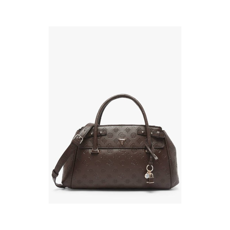 GUESS DIANA 3 COMP SATCHEL BAG CHOCOLATE LOGO HWPD9727060-CHOCOLATE