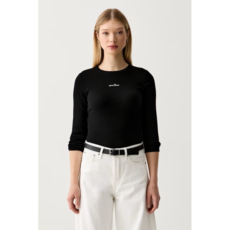 GUESS GJ STAR EMBRO LS CN RIB TOP BLACK W6YP14K3821-JBLK