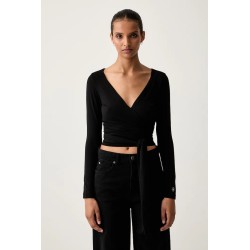 GUESS GJ BUTTER SOFT WRAP TOP BLACK W6YP11K3816-JBLK