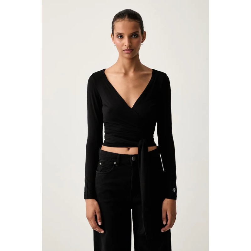 GUESS GJ BUTTER SOFT WRAP TOP BLACK W6YP11K3816-JBLK