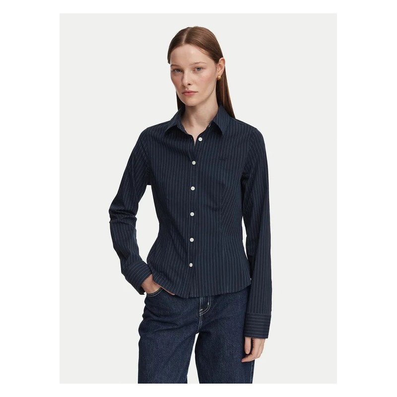 GUESS GJ FITTED SLIM PINSTRIPE WOVEN  DARK BLUE W6YH11W2835-SB0T