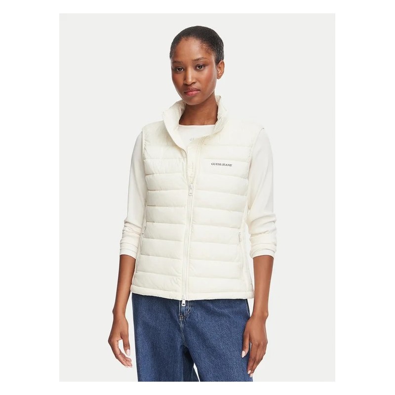 GUESS GJ PANELED PUFFER VEST CREAM W6YL10W2800-G053