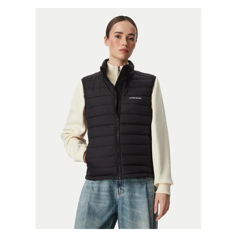 GUESS GJ PANELED PUFFER VEST BLACK W6YL10W2800-JBLK