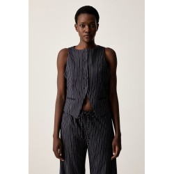 GUESS GJ FITTED PINSTRIPE VEST DARK BLUE  W6YH01W2578-SB0T