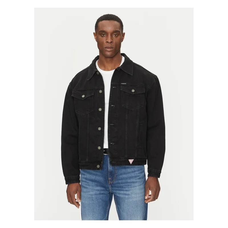 GUESS GJ MENS OVERSIZE TRUCKER JACKET BLACK M4BN38D5EK2-GJBB