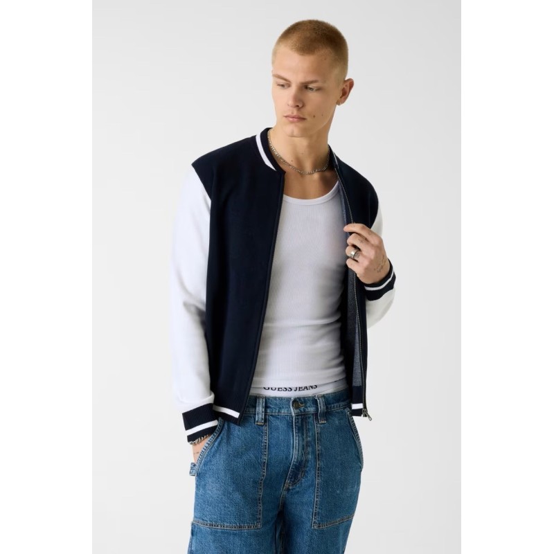 GUESS GJ LS JACQUARD STAR BOMBER BLUE M6YR03Z0905-A71W