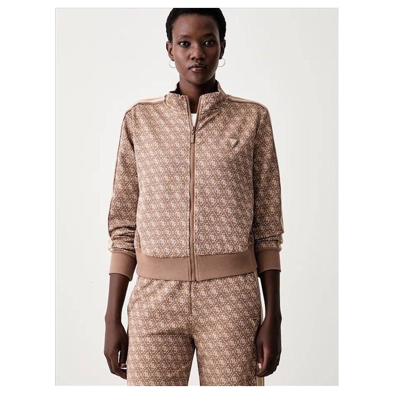 GUESS 4G ALLOVER JACQUARD FULL ZIP BROWN V6YQ28K5183-FNNI