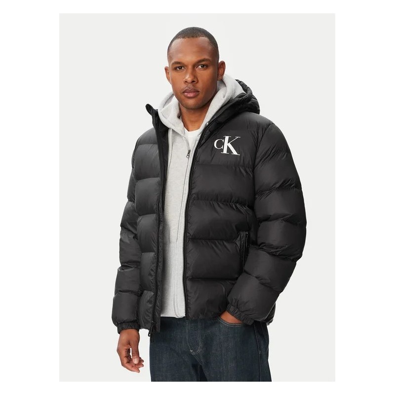 CALVIN KLEIN LS LTWT NYLON PADDED HOODED PUFFER BLACK LV04RG513G-UB1