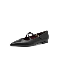TAMARIS LEATHER BALLERINA BLACK 1-22161-47-003