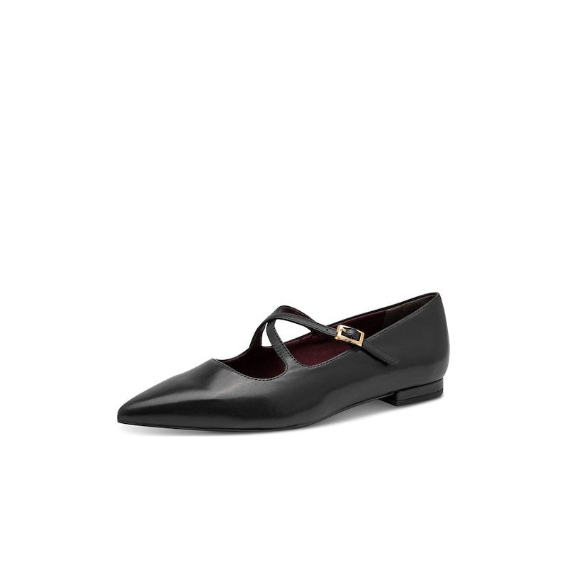 TAMARIS LEATHER BALLERINA BLACK 1-22161-47-003