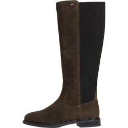 TOMMY HILFIGER ENAMEL FLAG SUEDE HIGH CHELSEA BOOT BROWN FW0FW09574-GUG