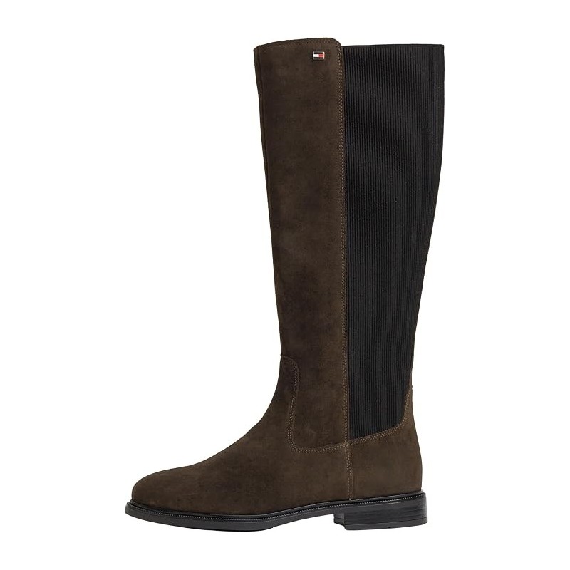 TOMMY HILFIGER ENAMEL FLAG SUEDE HIGH CHELSEA BOOT BROWN FW0FW09574-GUG