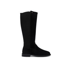 TOMMY HILFIGER ENAMEL FLAG SUEDE HIGH CHELSEA BOOT BLACK FW0FW09574-BDS