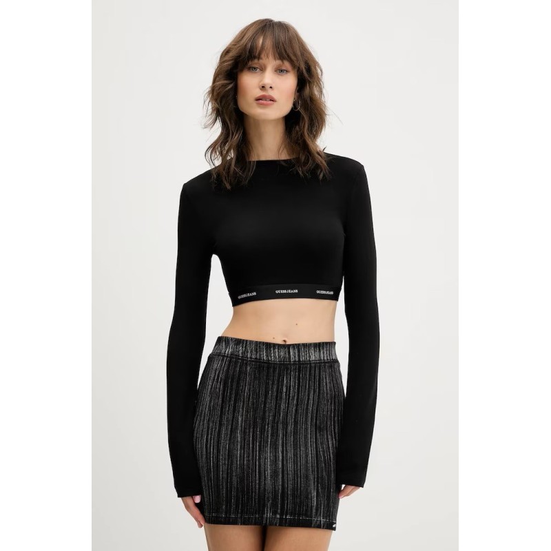 GUESS GJ LS CROP TOP BLACK W5BZ09KBBU1-JBLK